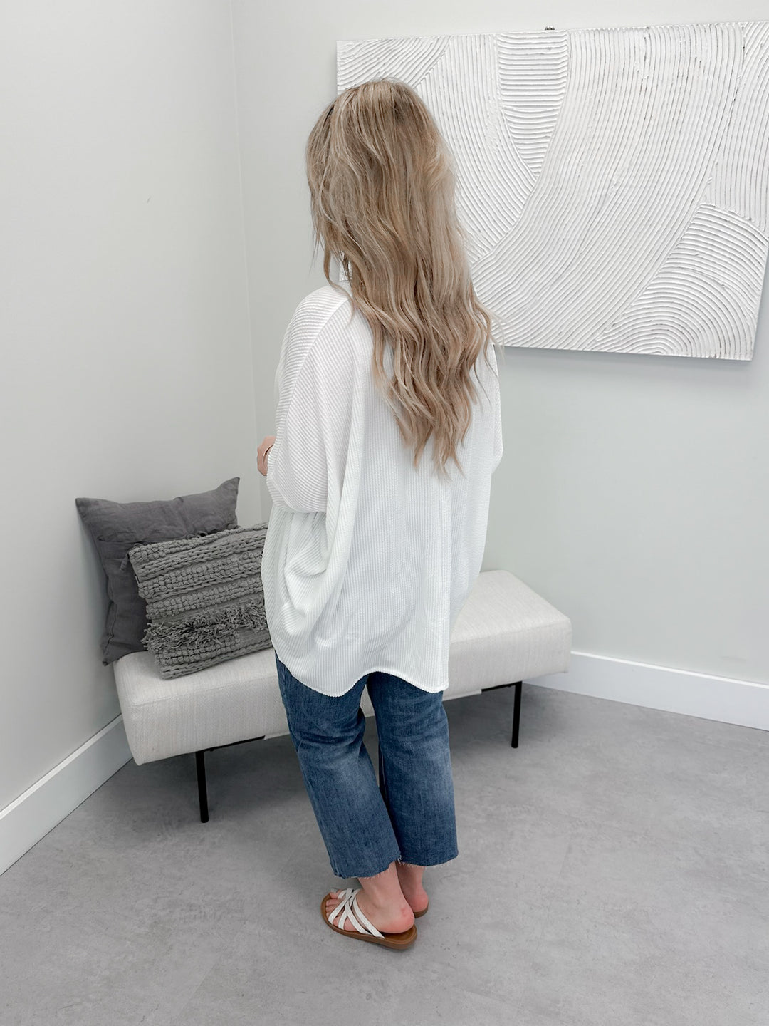 Felicity Wavy Ribbed Top in Ivory