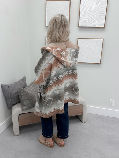 Dawson Poncho Cardigan in Brick Multi