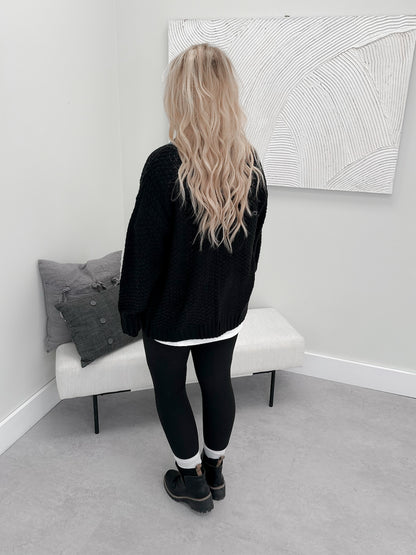 Sky Coatigan in Black and Denim - Small