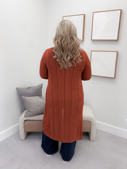 Tay Maxi Cardigan in Terracotta