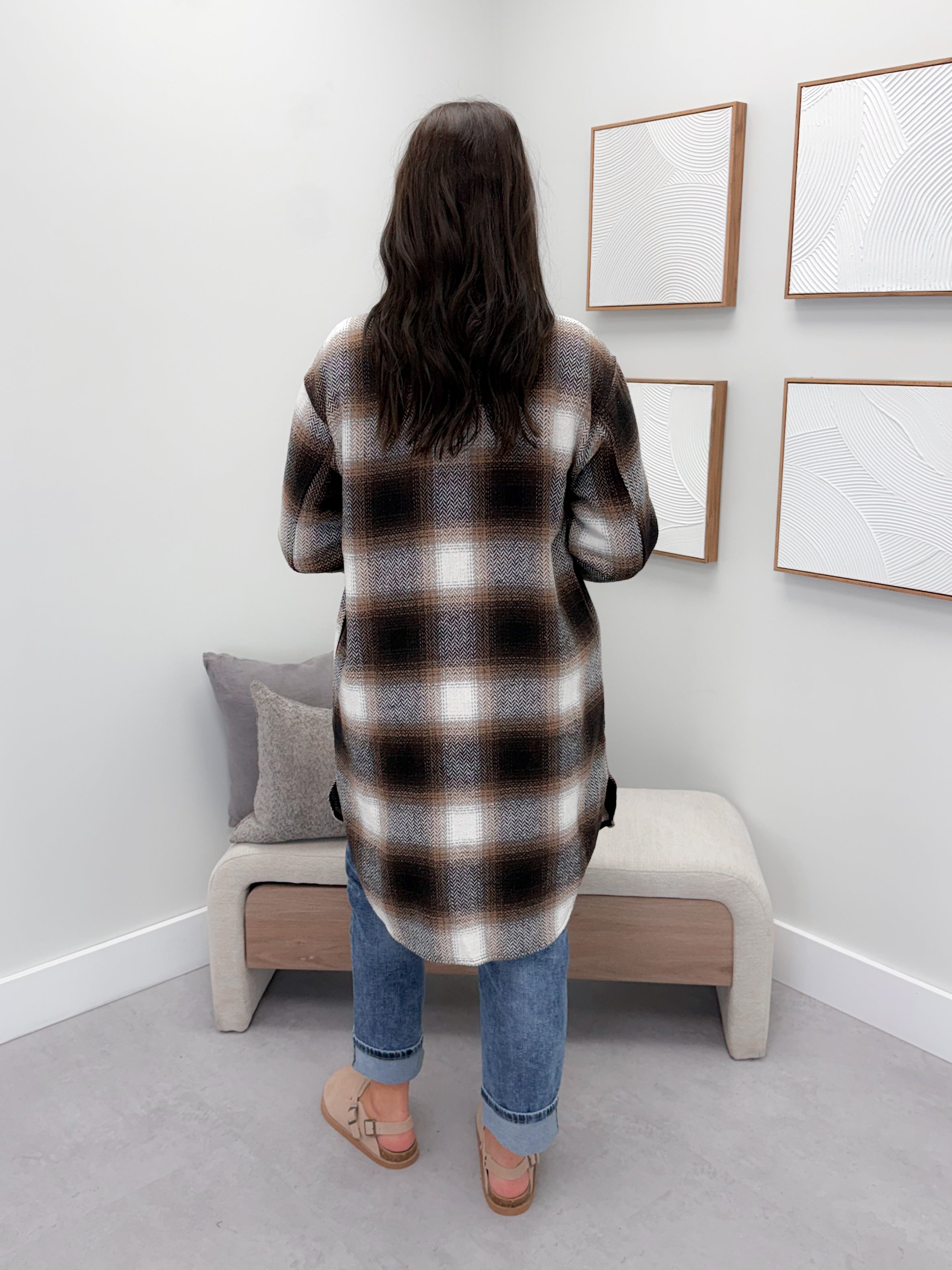 Sarella Plaid Shacket in Brown