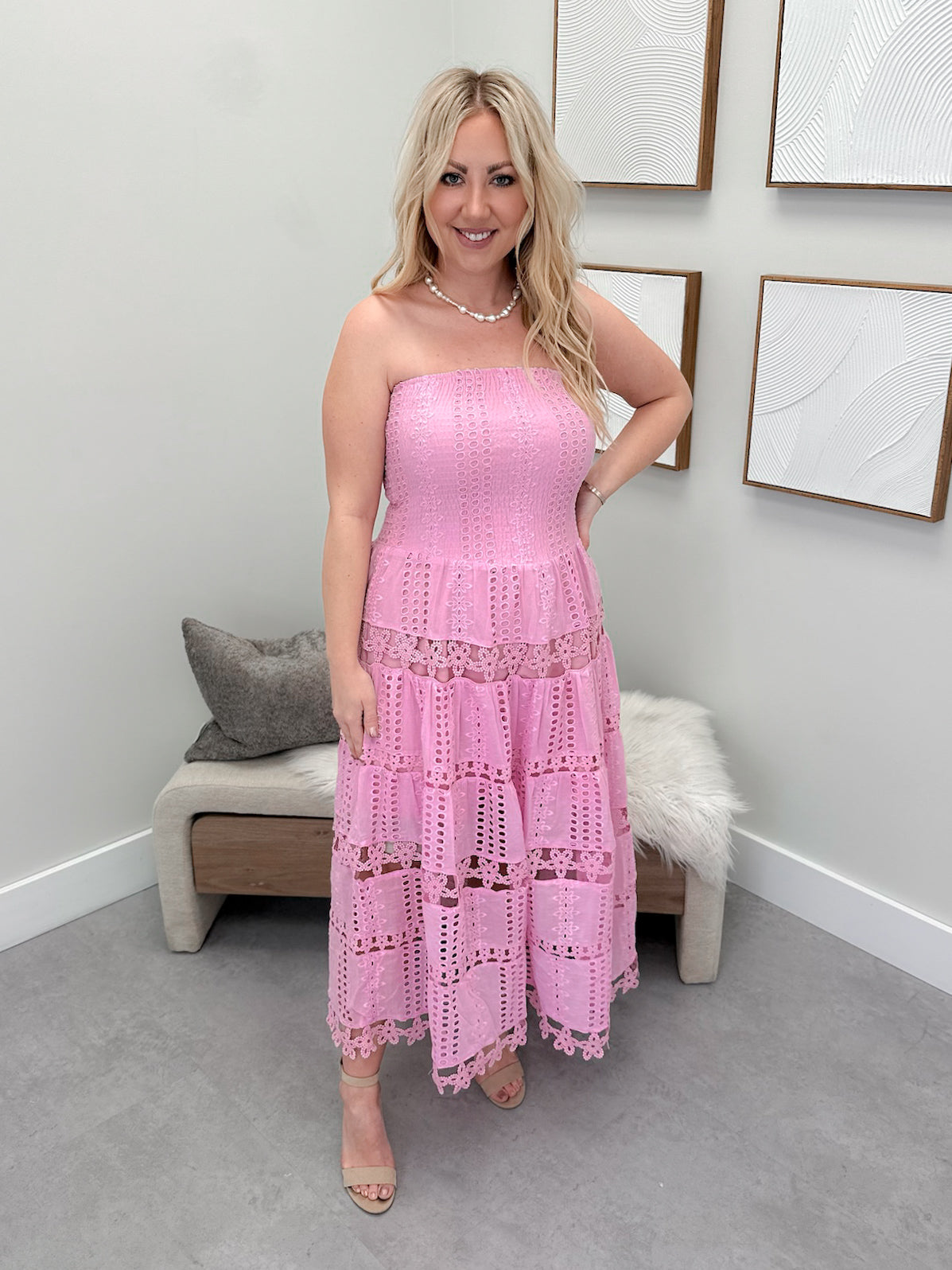 Luna Eyelet Dress in Lavender