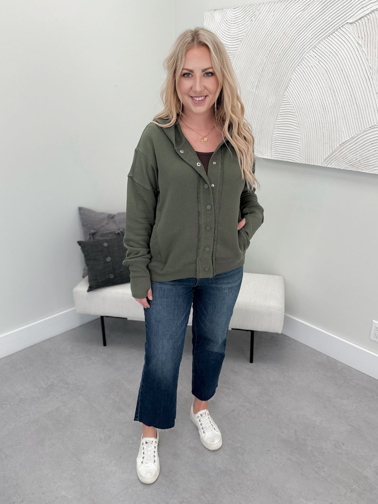 Ever Snap Hoodie in Green - Small