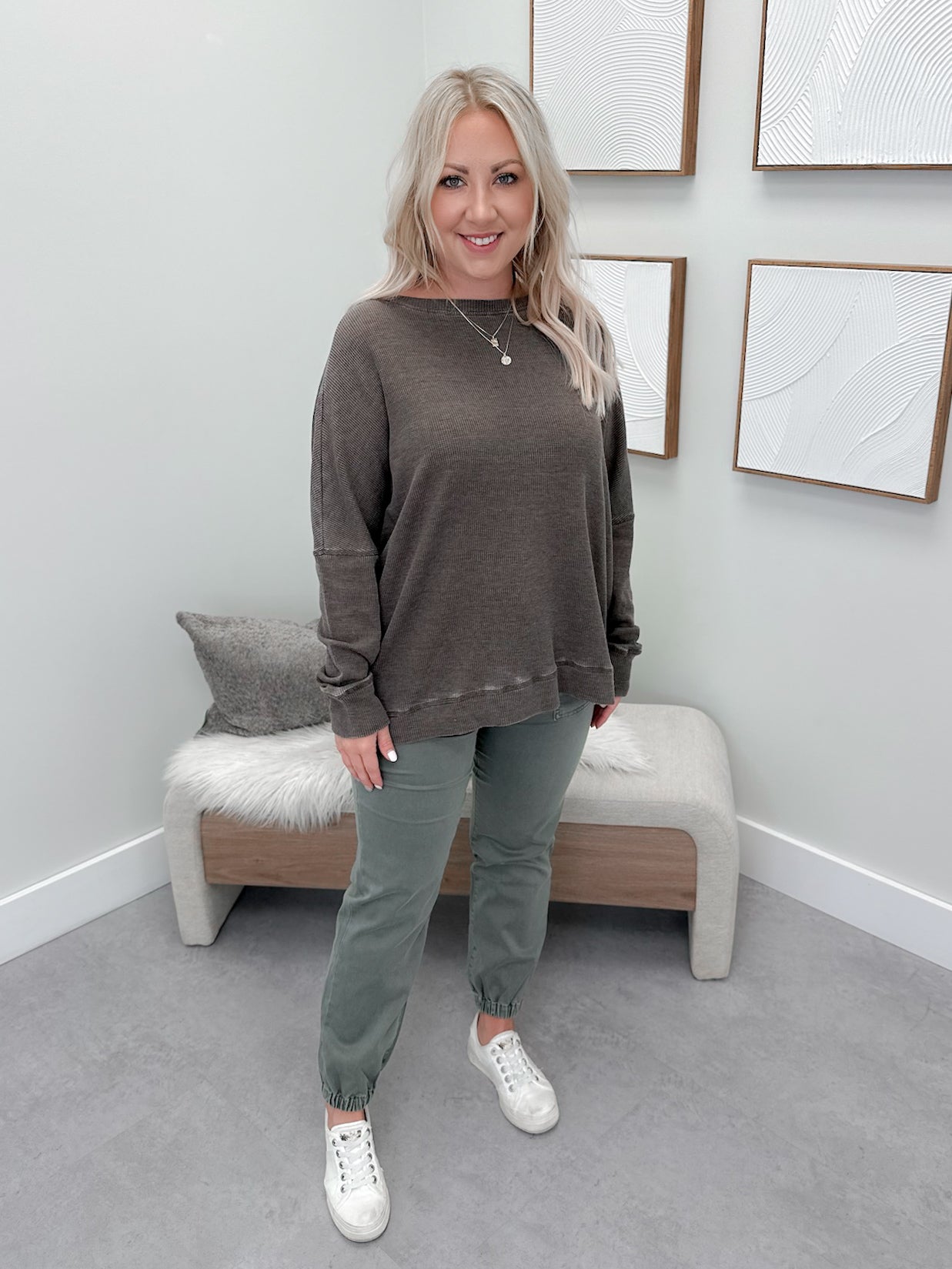 Sadie Waffle Knit Top in Espresso