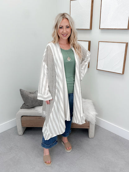 Joyce Linen Long Cardigan in Natural