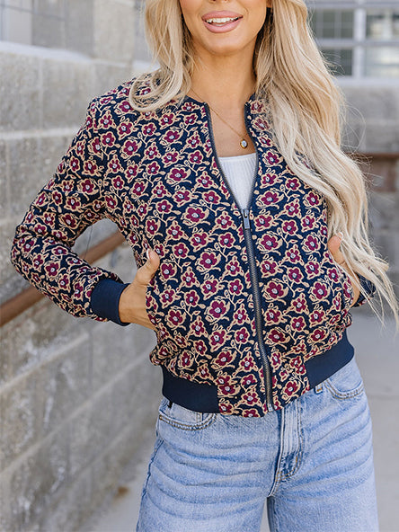 Flowerbomb-er Jacket in Blue by Ampersand Ave