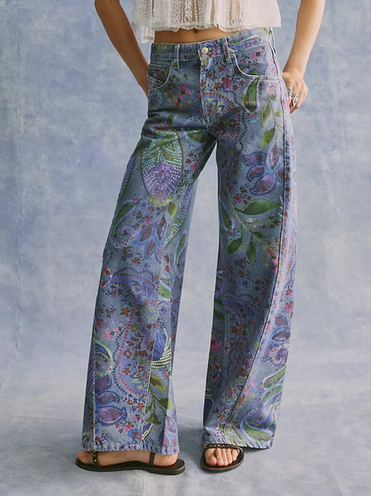 Alter Ego Wide Leg Printed Jeans by Free People