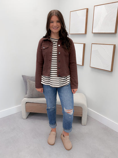 Aurora Denim Jacket in Chocolate