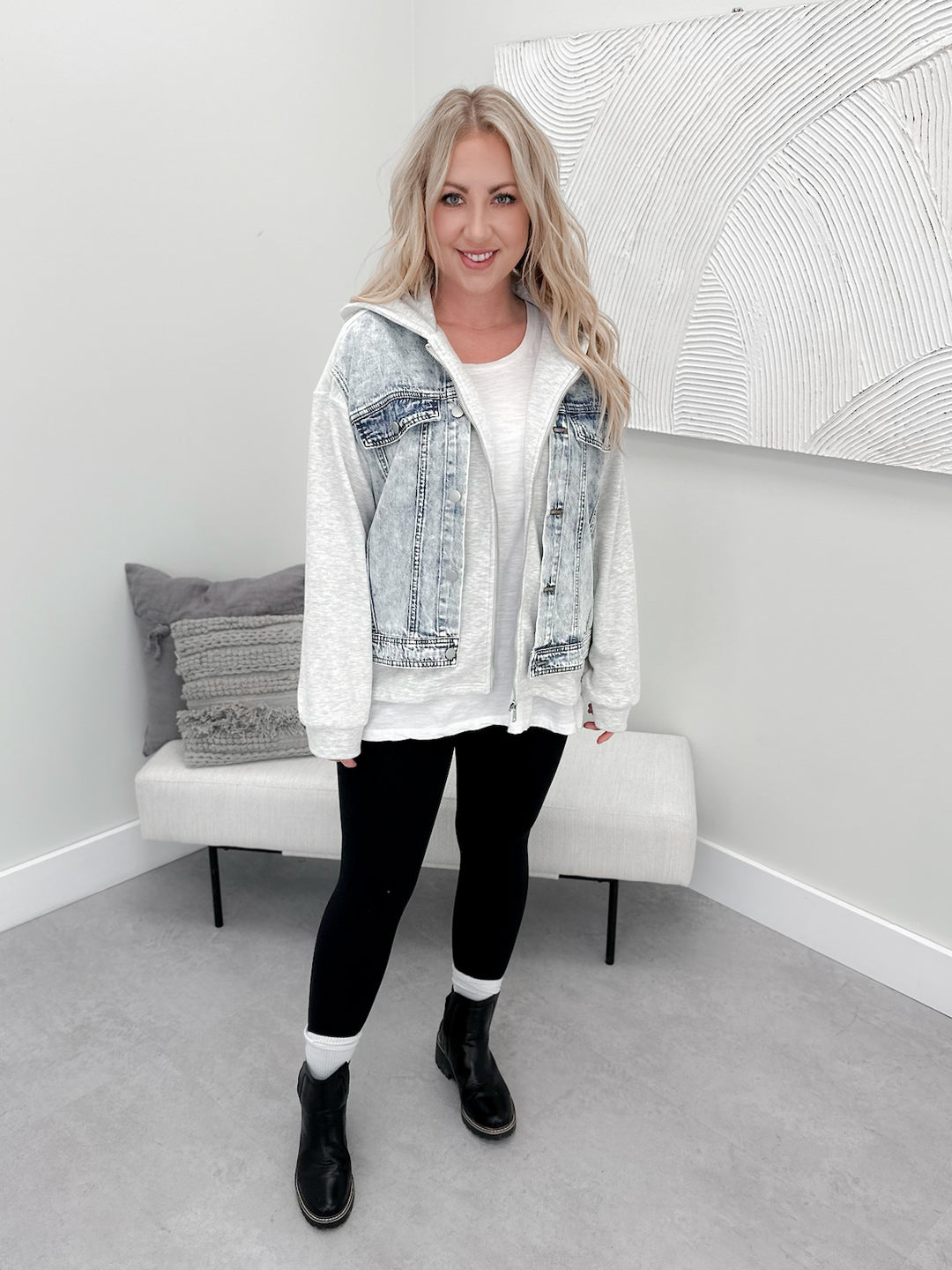 River Layered Jacket in Light Blue Acid Wash