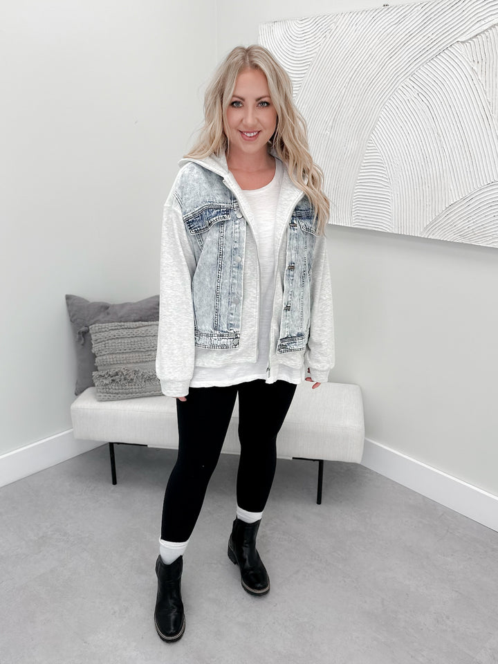 River Layered Jacket in Light Blue Acid Wash