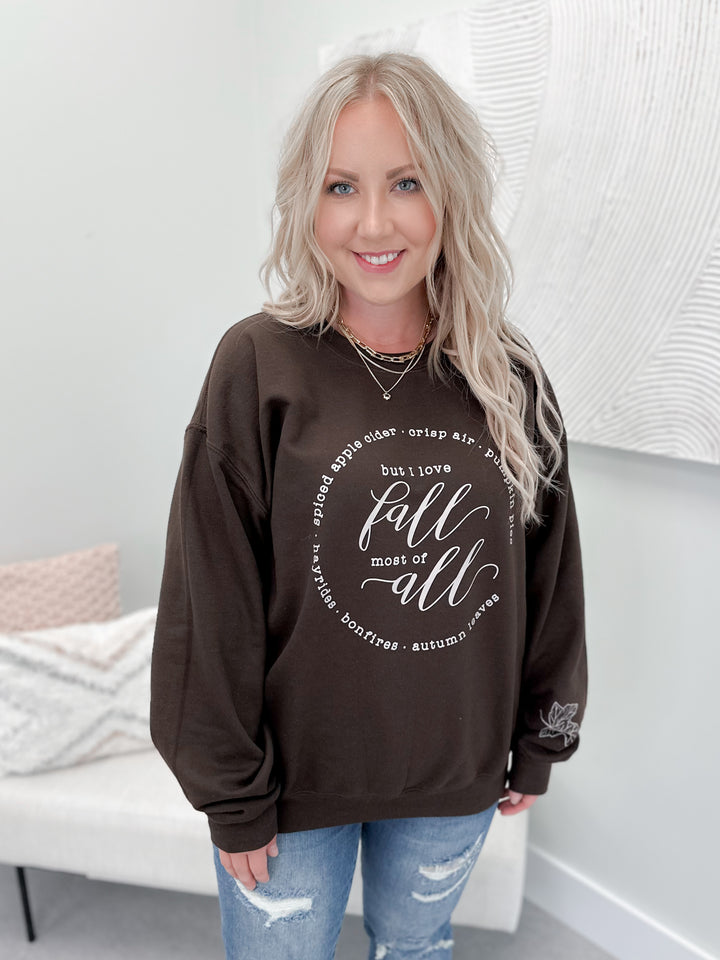 I Love Fall Pullover in Chocolate by Ash + Antler