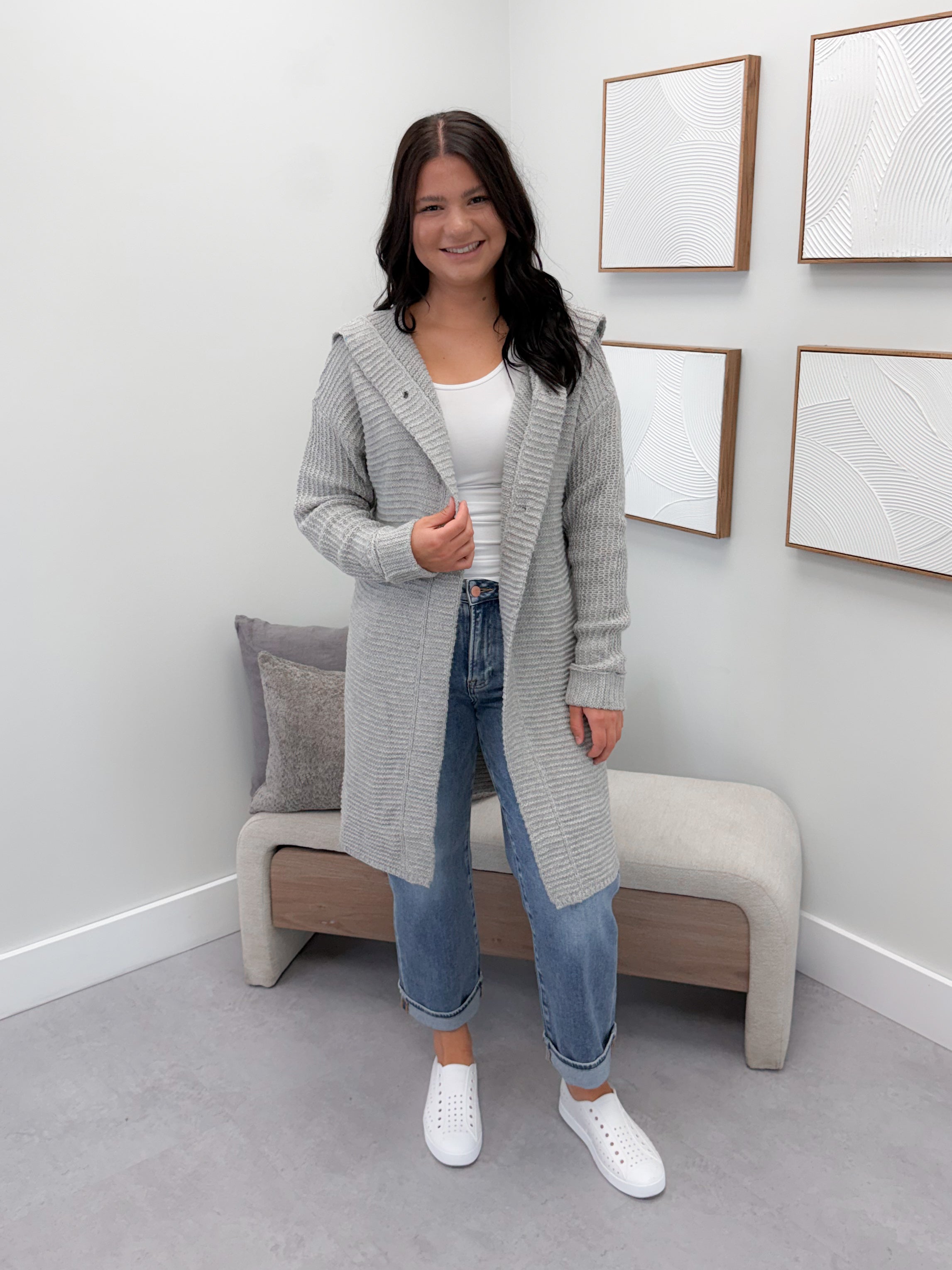 Lillian Long Cardigan in Grey