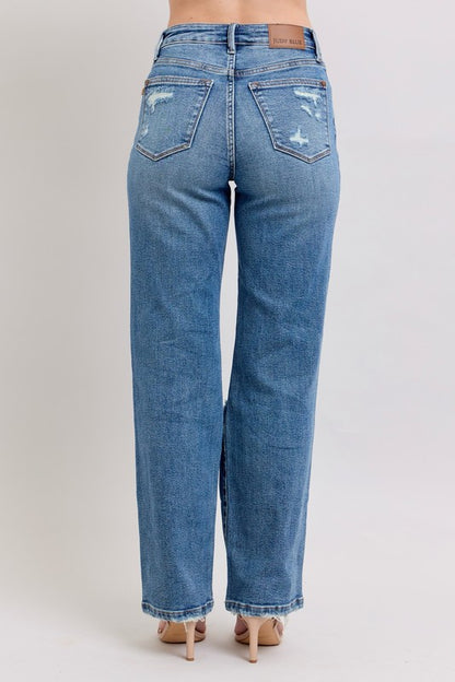 Milo Distressed Straight Leg Jeans by Judy Blue