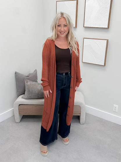 Tay Maxi Cardigan in Terracotta