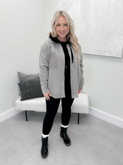 Faran Fleece Shacket in Fog