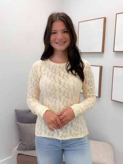 Hattie Lace Long Sleeve in Daffodil by Ampersand Avenue