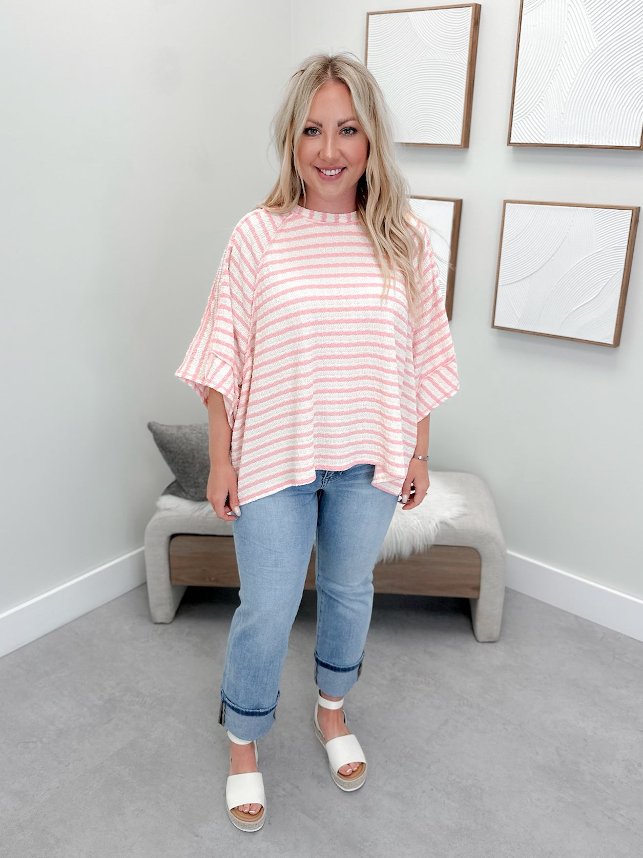 Scout Striped Tee in Blush