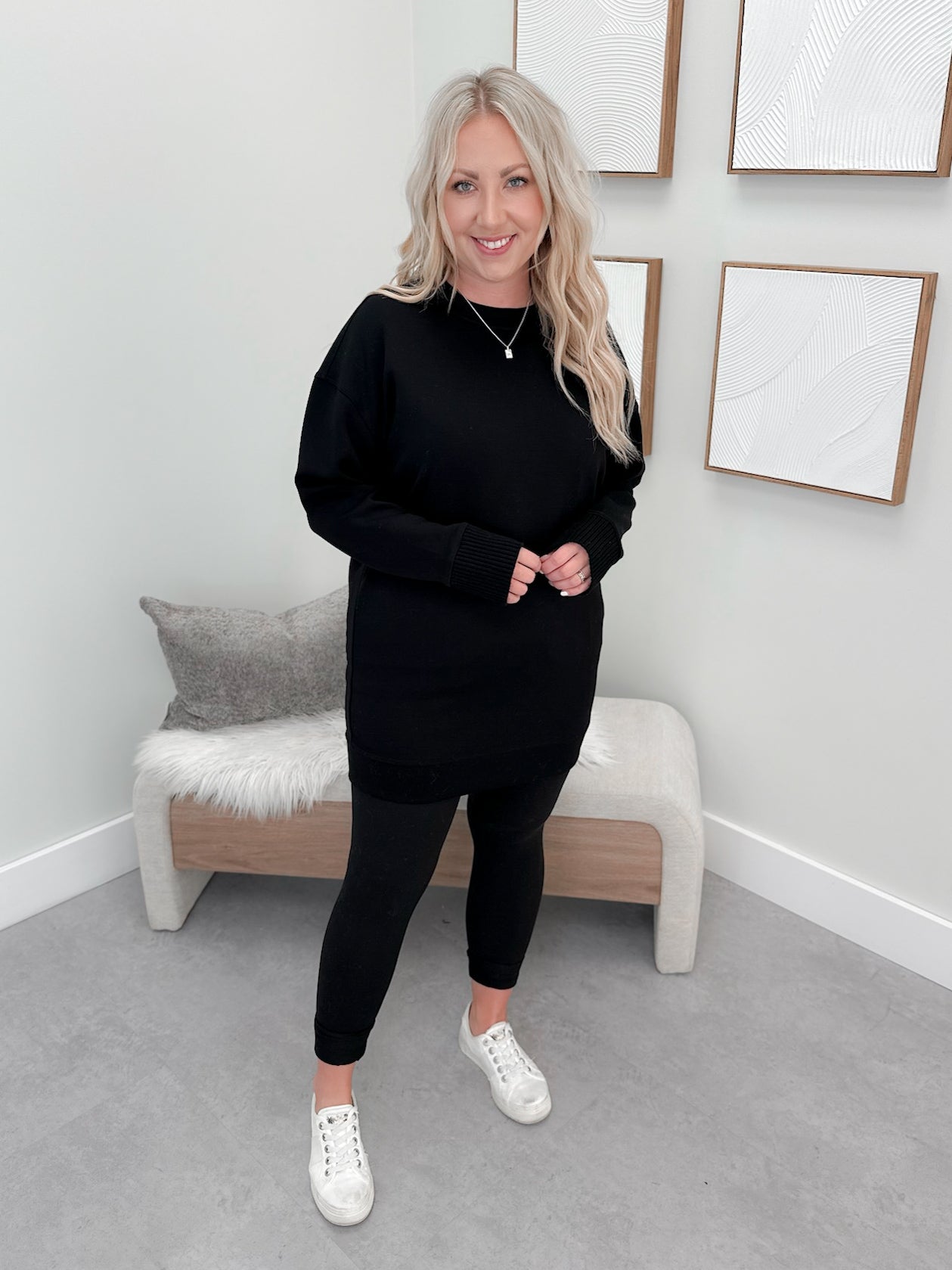 Brooke Pullover Dress in Black