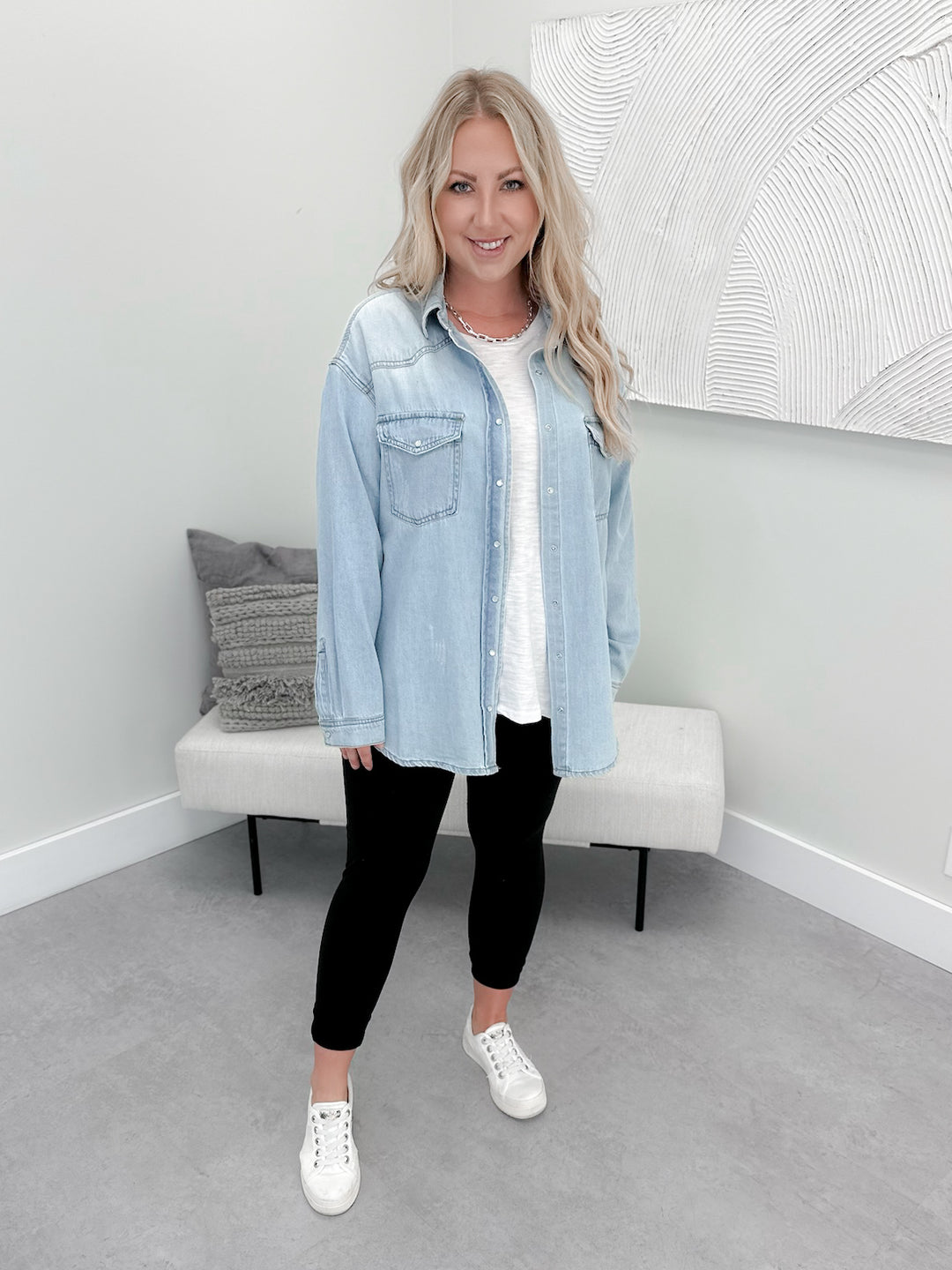 Kimberly Denim Shacket in Light Wash
