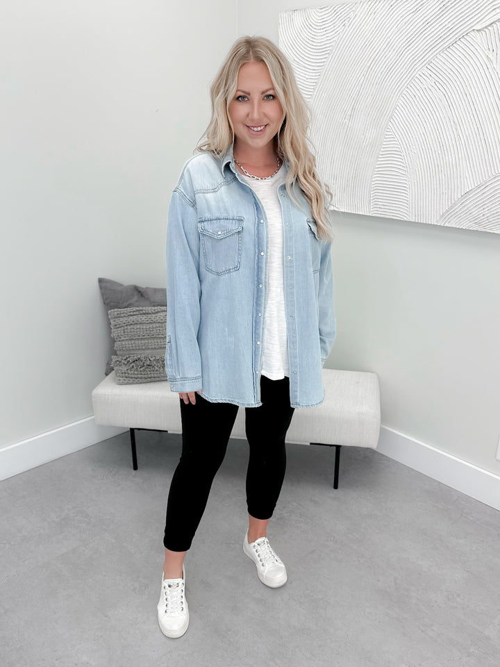 Kimberly Denim Shacket in Light Wash