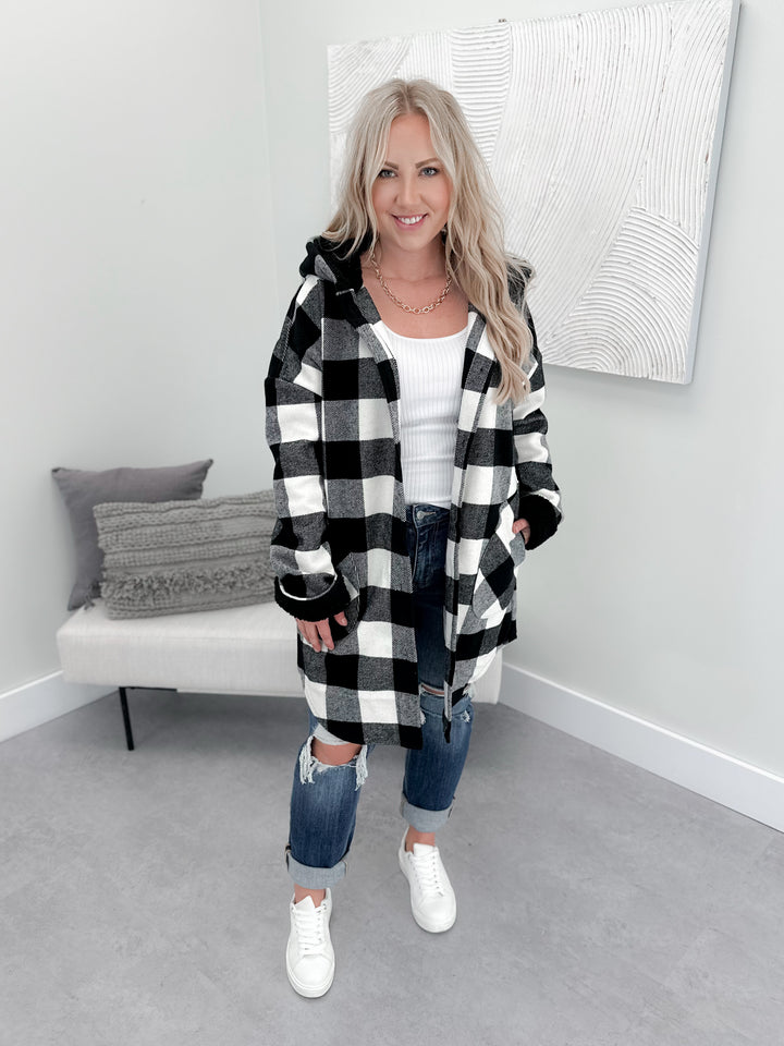 Highlands Shacket in Black Buffalo Plaid