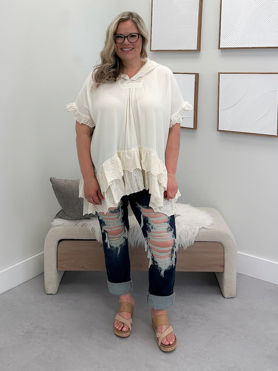 Birdie Top in Ivory