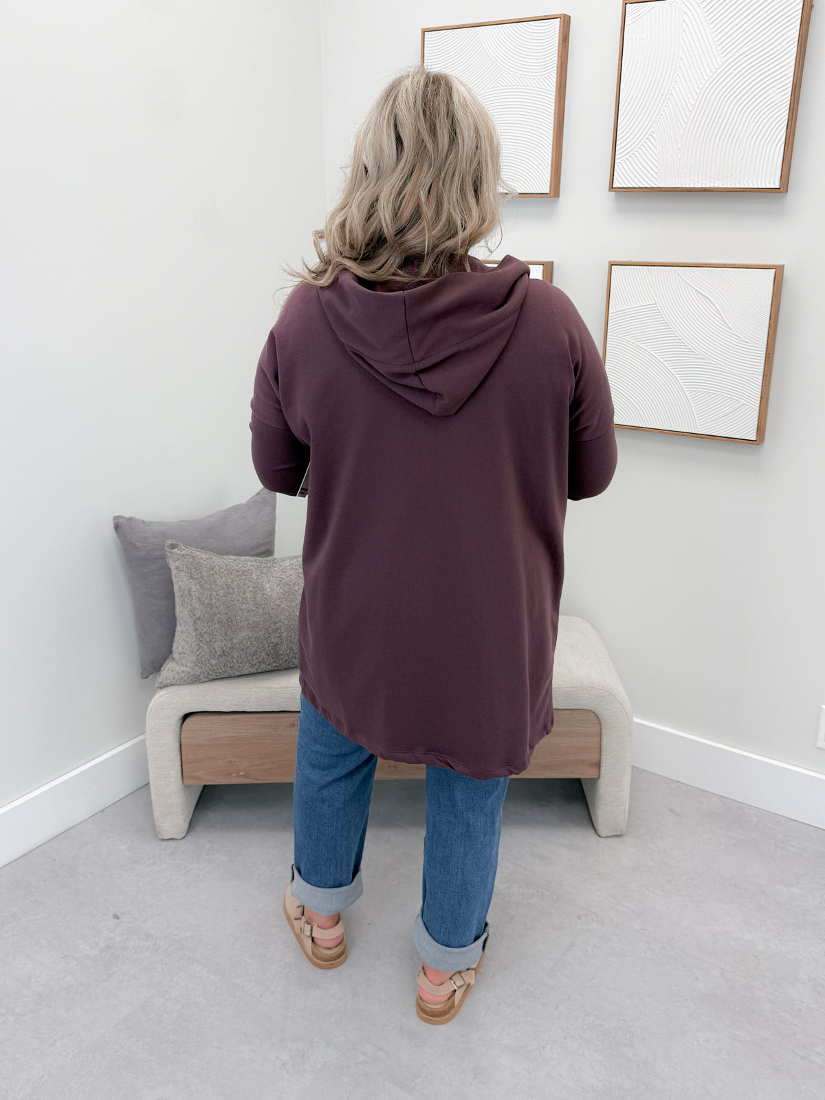 726 Hooded Cardigan in Plum by Twenty Nine the Label