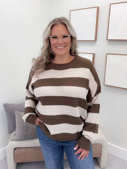 Kira Striped Sweater in Brown