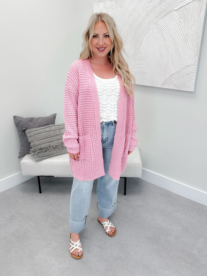 Nell Chunky Knit Cardi in Pink