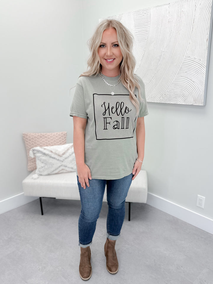 Hello Fall Tee in Sage by Ash + Antler