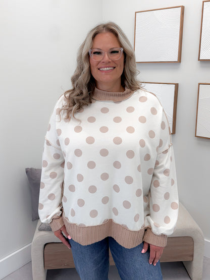 Dotty Pullover in Ivory/Taupe