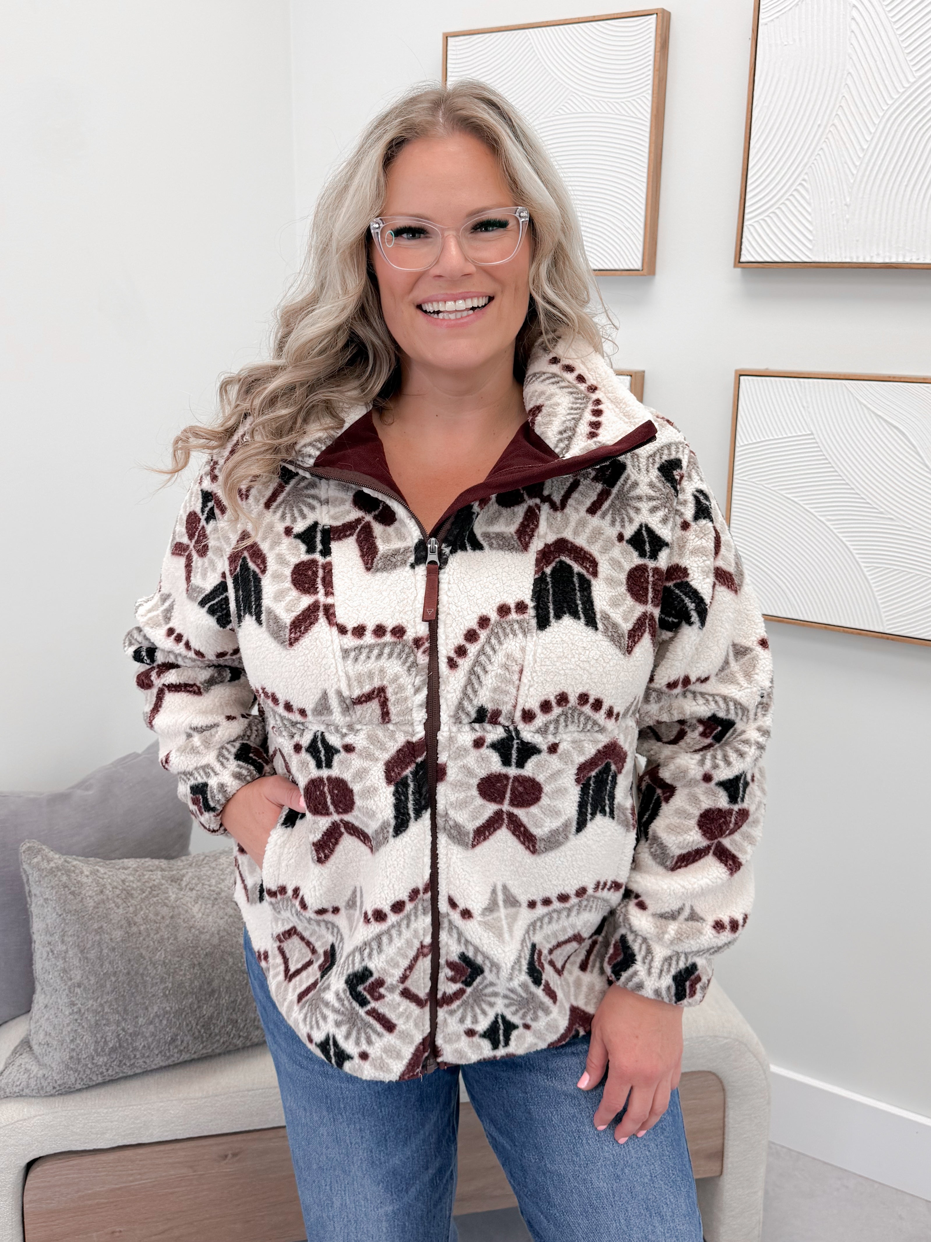 Folklore Jacket in Patterned Wine
