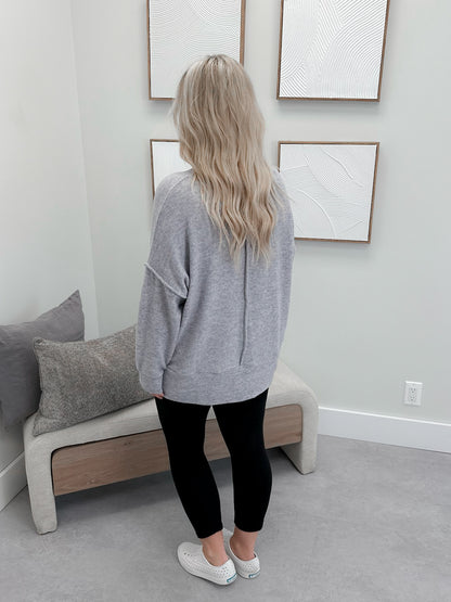 Denton Brushed Pullover in Heather Grey