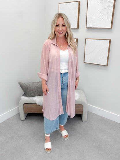 Zada Sheer Cardigan in Rose