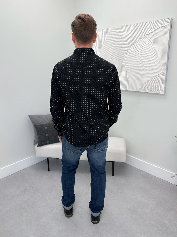 Mens Cheers Print Shirt in Black