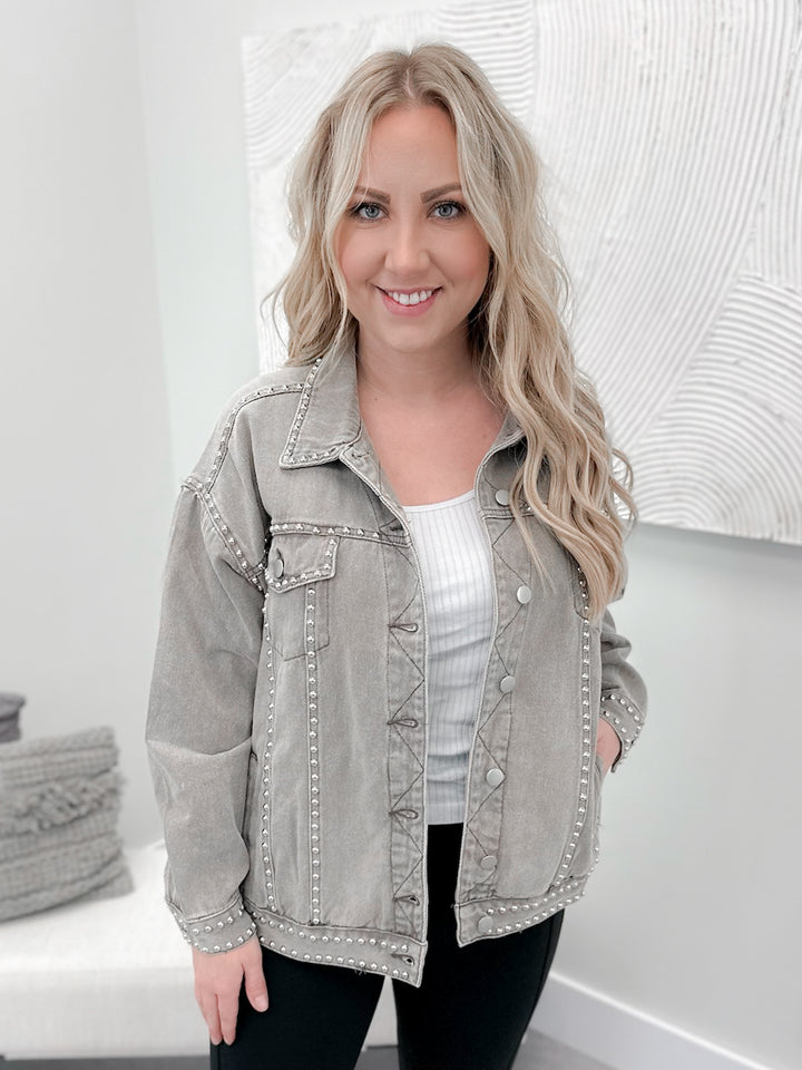 Iron Riveted Jean Jacket in Grey by Pol