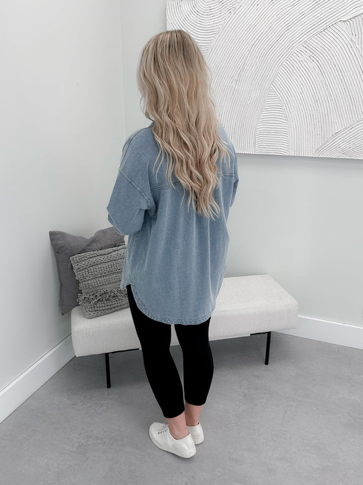 Hannah Shacket in Soft Denim