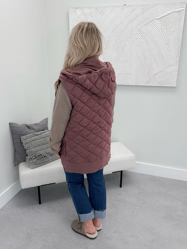 Marley Quilted Vest in  Rose Taupe