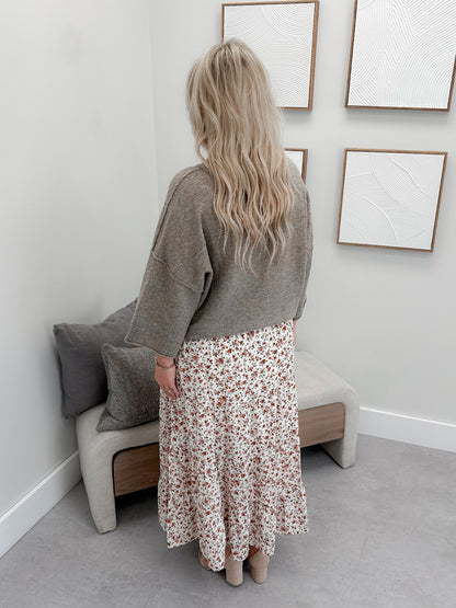 Kendra Floral Skirt in Cream