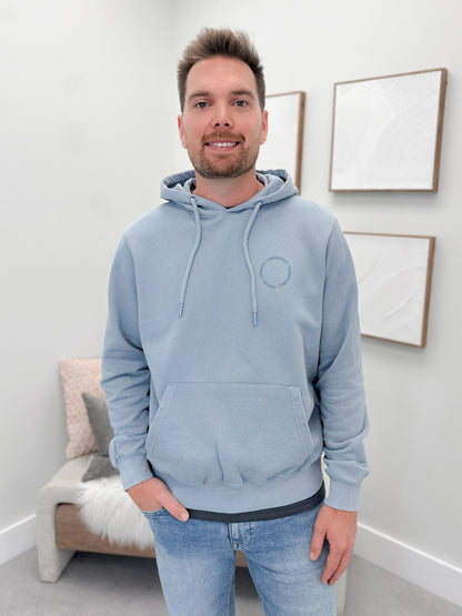 Creed Mens Hoodie in Faded Denim