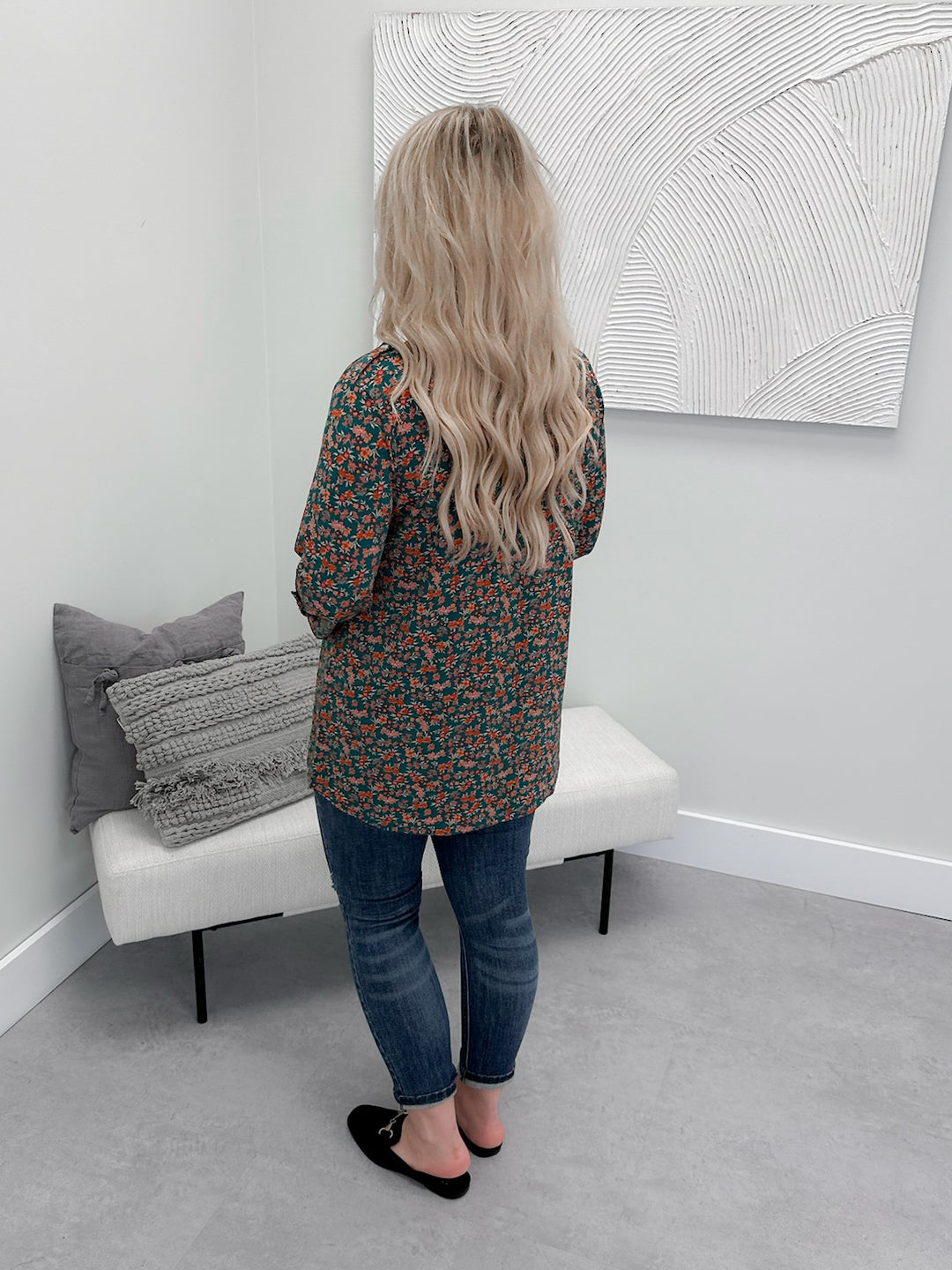 Dahlia Floral Top in Everglade