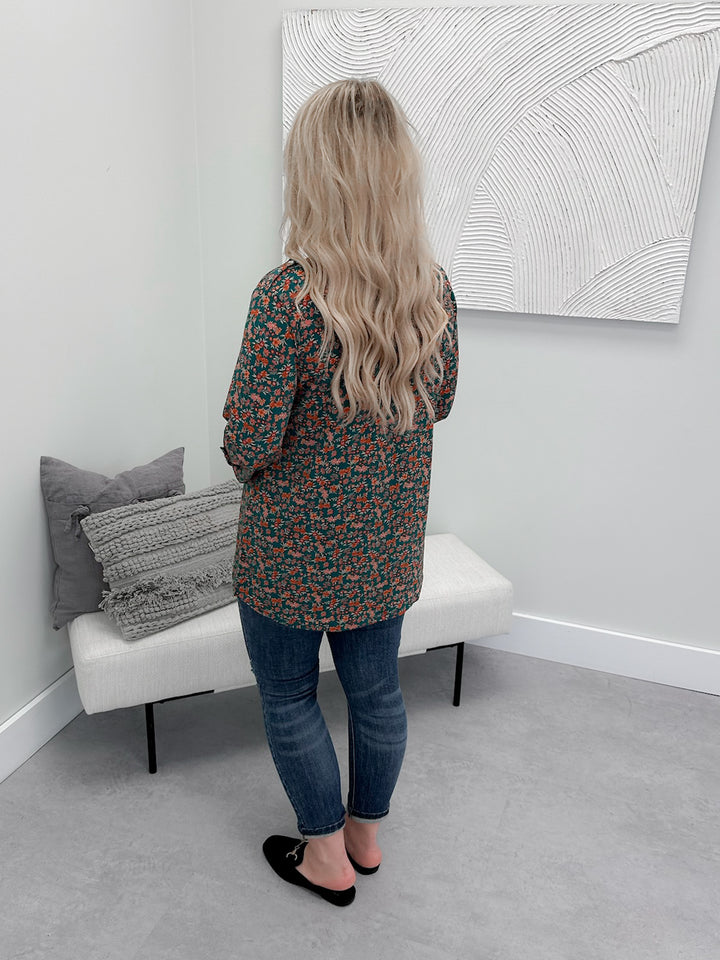 Dahlia Floral Top in Everglade