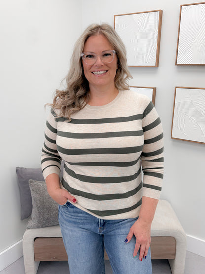 Jasper Sweater in Striped Olive