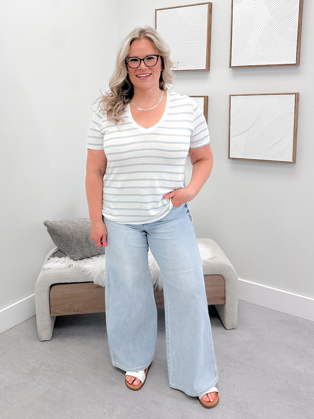 Alanis Striped Tee in Blue