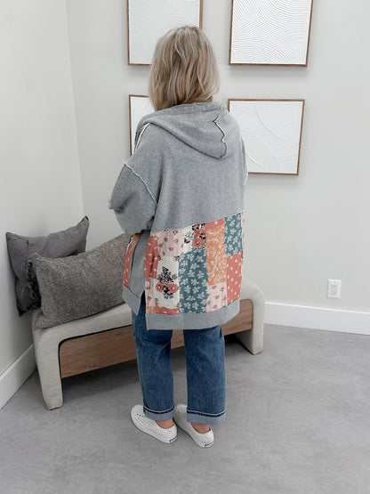 Ruby Quilted Hoodie in Grey
