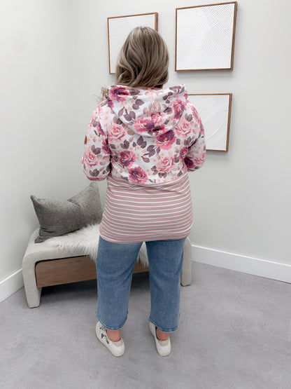 Bea Hoodie in Autumn Blossom Stripe