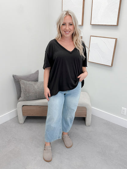 Nina V-Neck Tee in Black by Free People