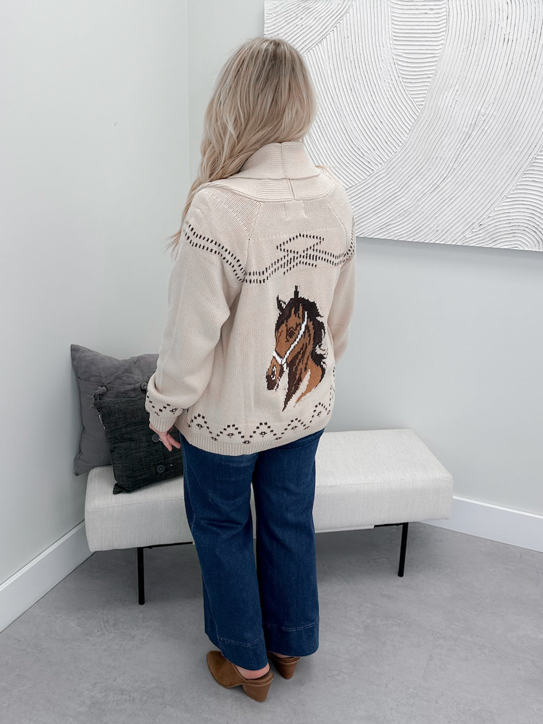 Colt Horse Cardi in Latte