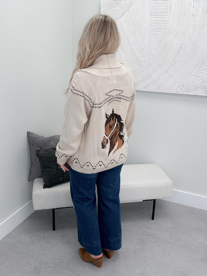 Colt Horse Cardi in Latte