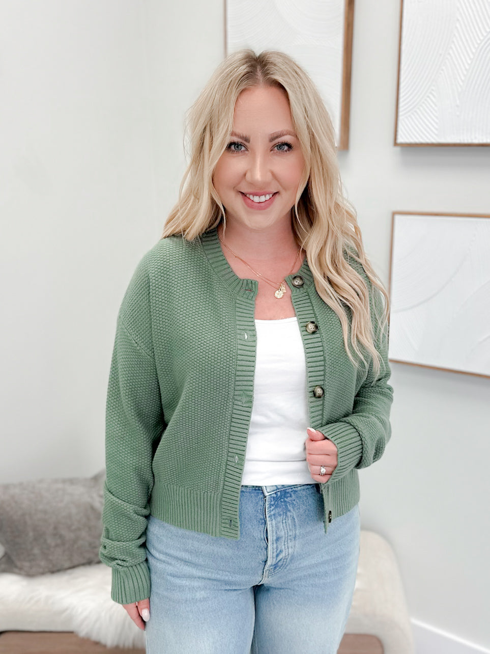 Cloud Knit Cardigan in Fern by Ampersand Avenue